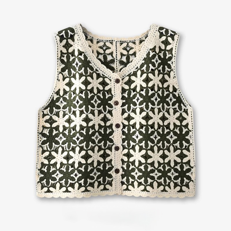 Summer Clothing Teens - Floral Crochet Waistcoat Top for Women