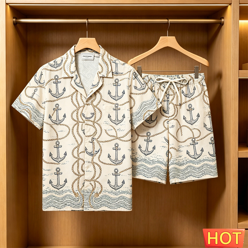 Summer Clothing Types - Men's 2 Piece Hawaiian Set Nautical