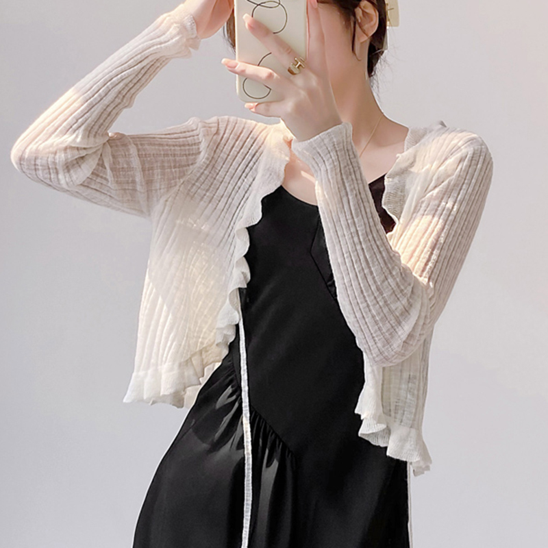 Ruffled Trim Tie Front Long Sl - Summer Clothing Teens review and price
