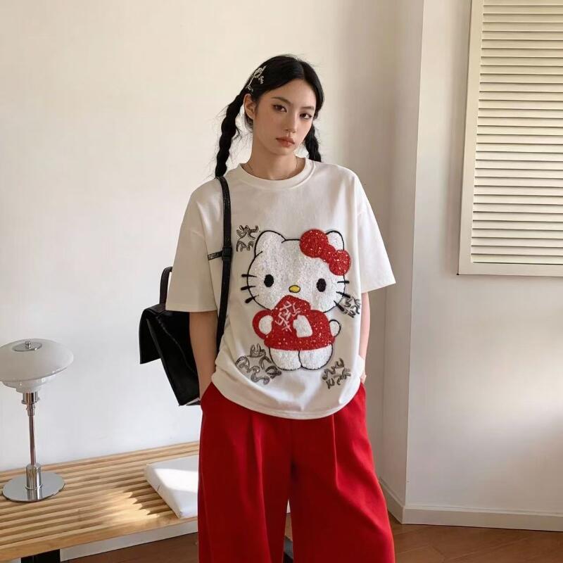 Cute Short-Sleeved Hello Kitty - Summer Clothing Women review and price