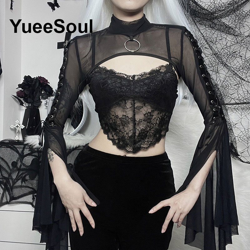 Black Women Tees Long Sleeve S - Summer Grunge Clothing review and price