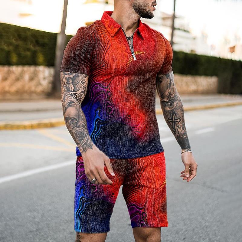 Summer Zipper Polo Shirt Suit  - Summer Clothing Styles Men review and price