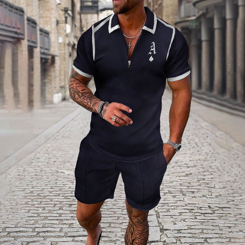 Summer Zipper Polo Shirt Suit  - Summer Clothing Styles Men review and price