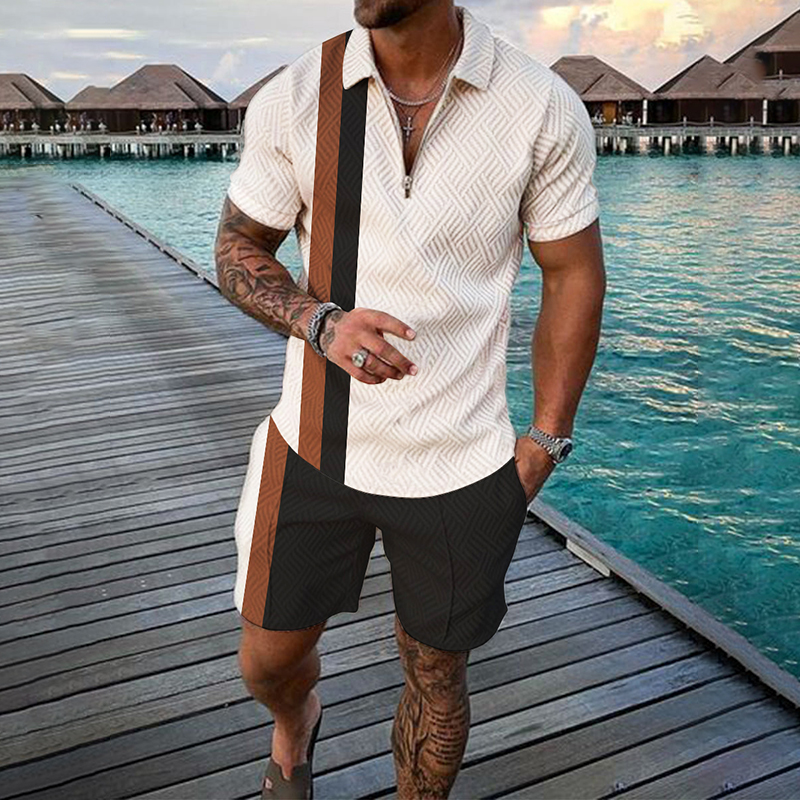 Summer Zipper Polo Shirt Suit  - Summer Clothing Styles Men review and price