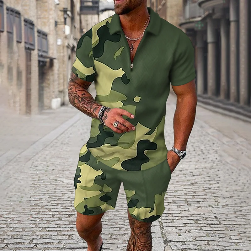 Summer Zipper Polo Shirt Suit  - Summer Clothing Styles Men review and price