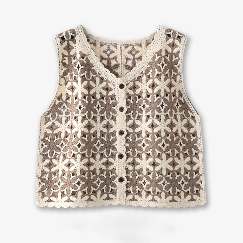 Floral Crochet Waistcoat Top f - Summer Clothing Teens review and price