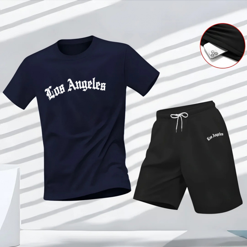Men's Los Angeles Letter Print - Summer Clothing Sets Men review and price