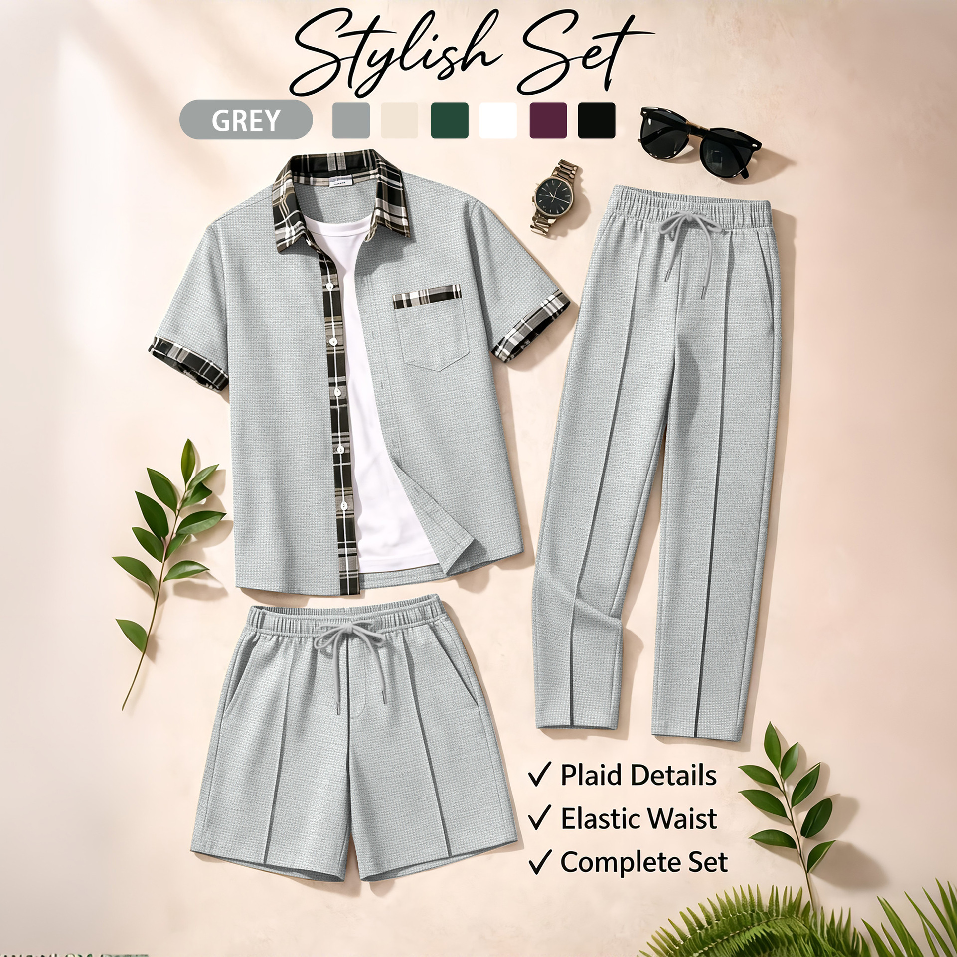 Men's 3 Piece Waffle Knit Trac - Summer Clothing Types review and price