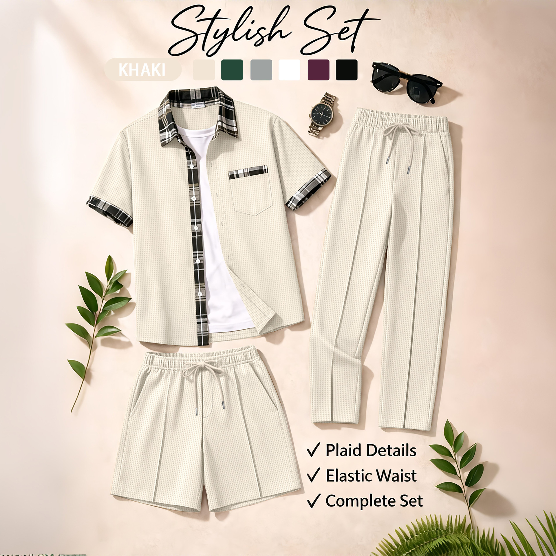 Men's 3 Piece Waffle Knit Trac - Summer Clothing Types review and price