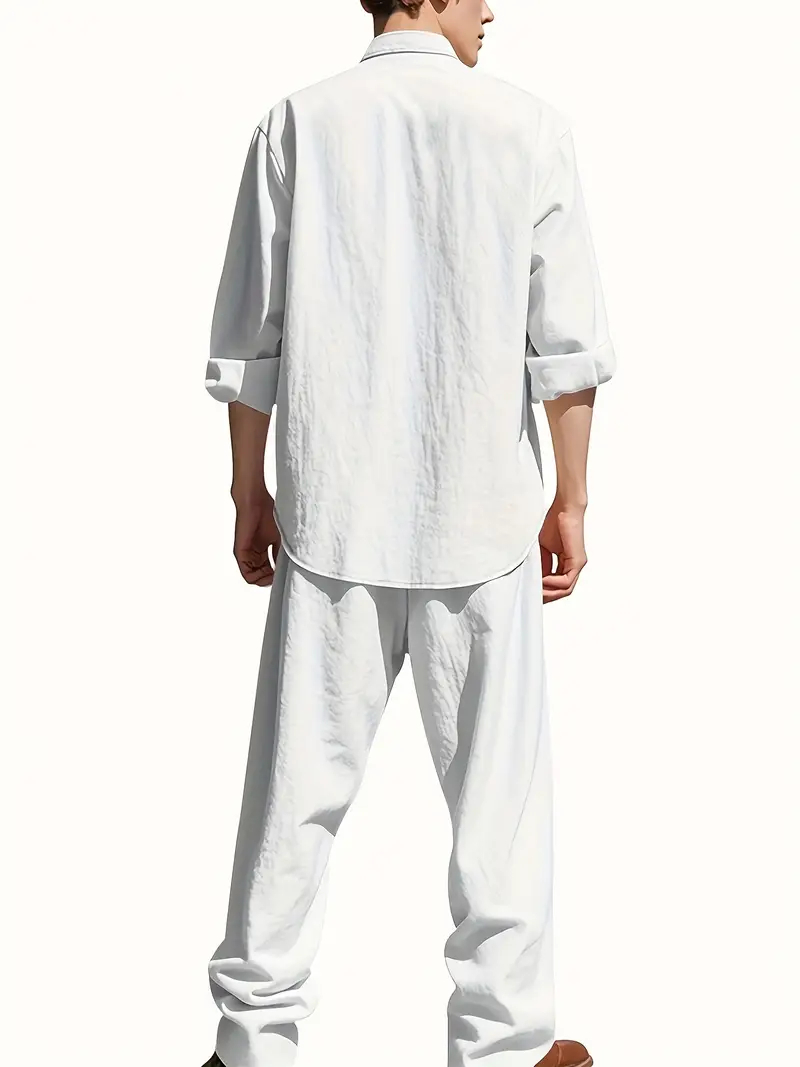 Men's White Linen Suit Set Lon - Summer Clothing Types review and price
