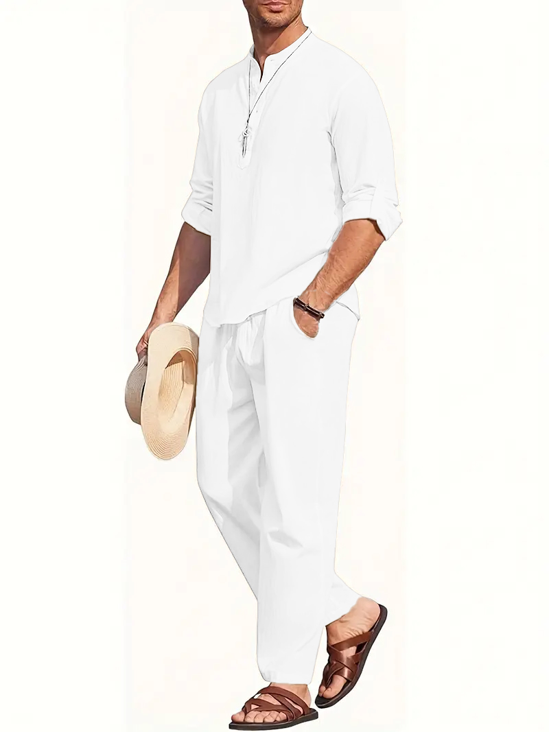 Men's White Linen Suit Set Lon - Summer Clothing Types review and price
