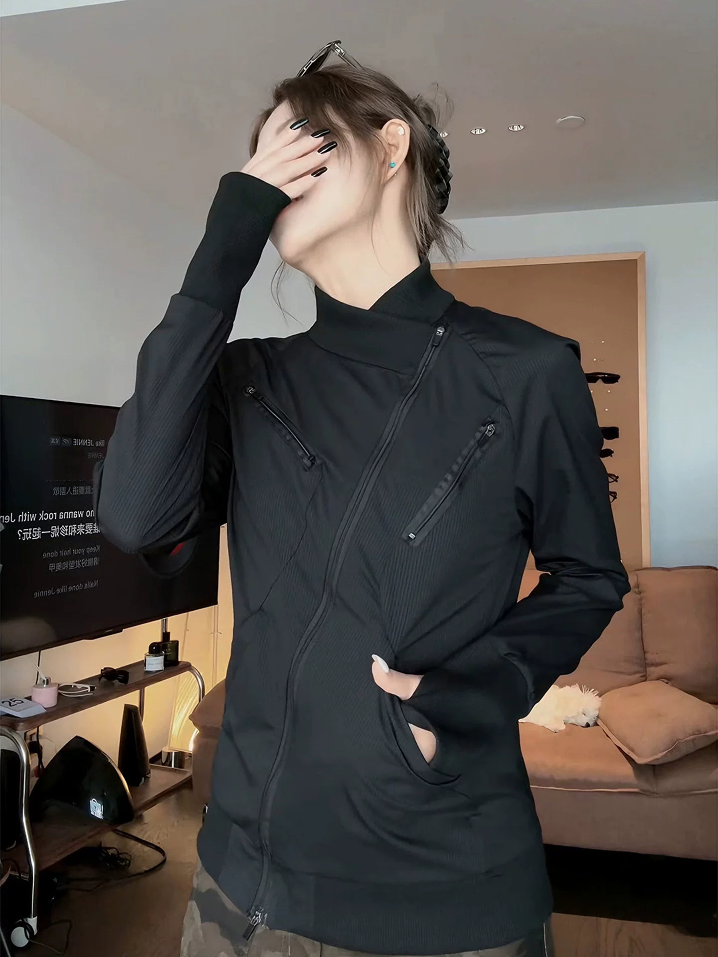 Black Irregular Zipper Ice Sil - Summer Clothing Styles Men review and price