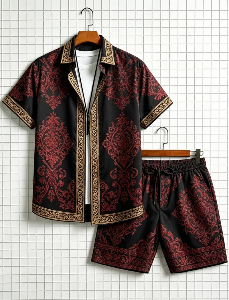 Men's ethnic border printed sh - Summer Clothing Types review and price