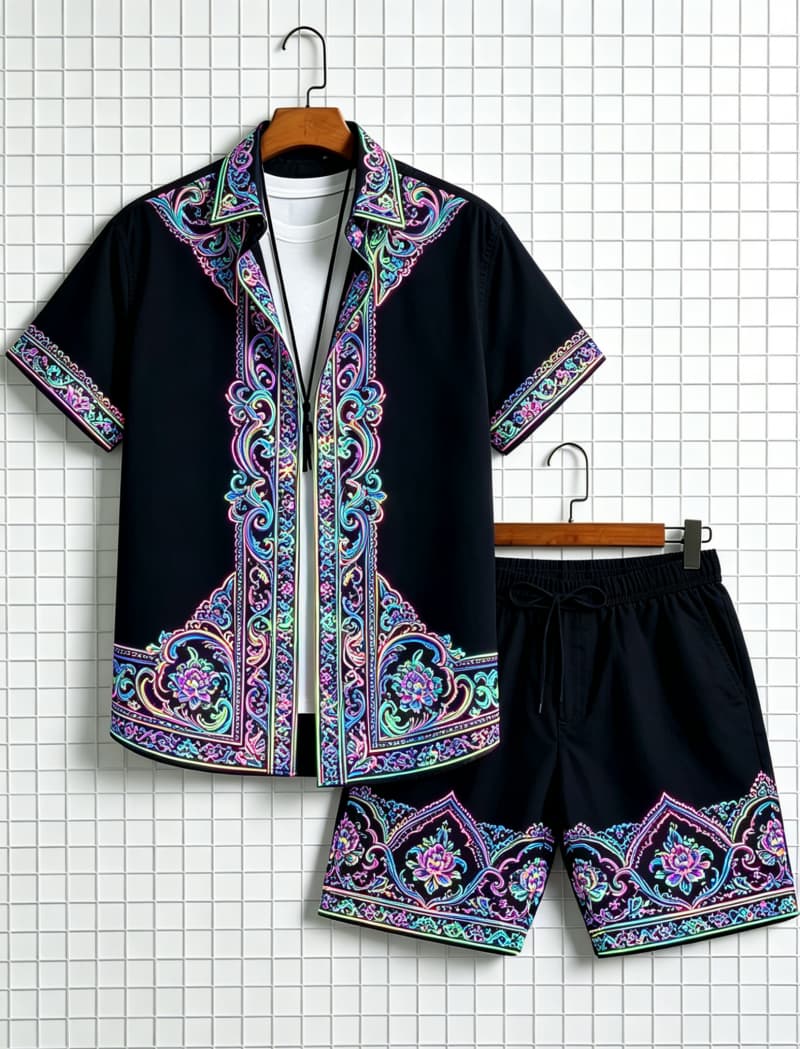 Men's ethnic border printed sh - Summer Clothing Types review and price