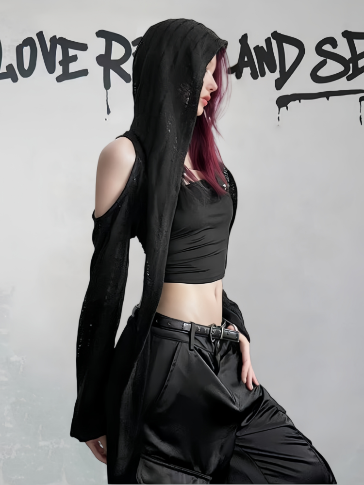 Long Sleeved Off Shoulder T-sh - Summer Grunge Clothing review and price
