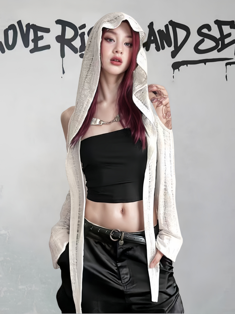Long Sleeved Off Shoulder T-sh - Summer Grunge Clothing review and price