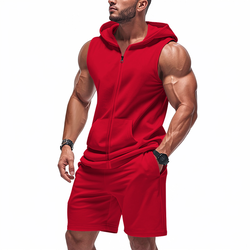 Men's Suit Sleeveless Hoodie T - Summer Clothing Sets Men review and price