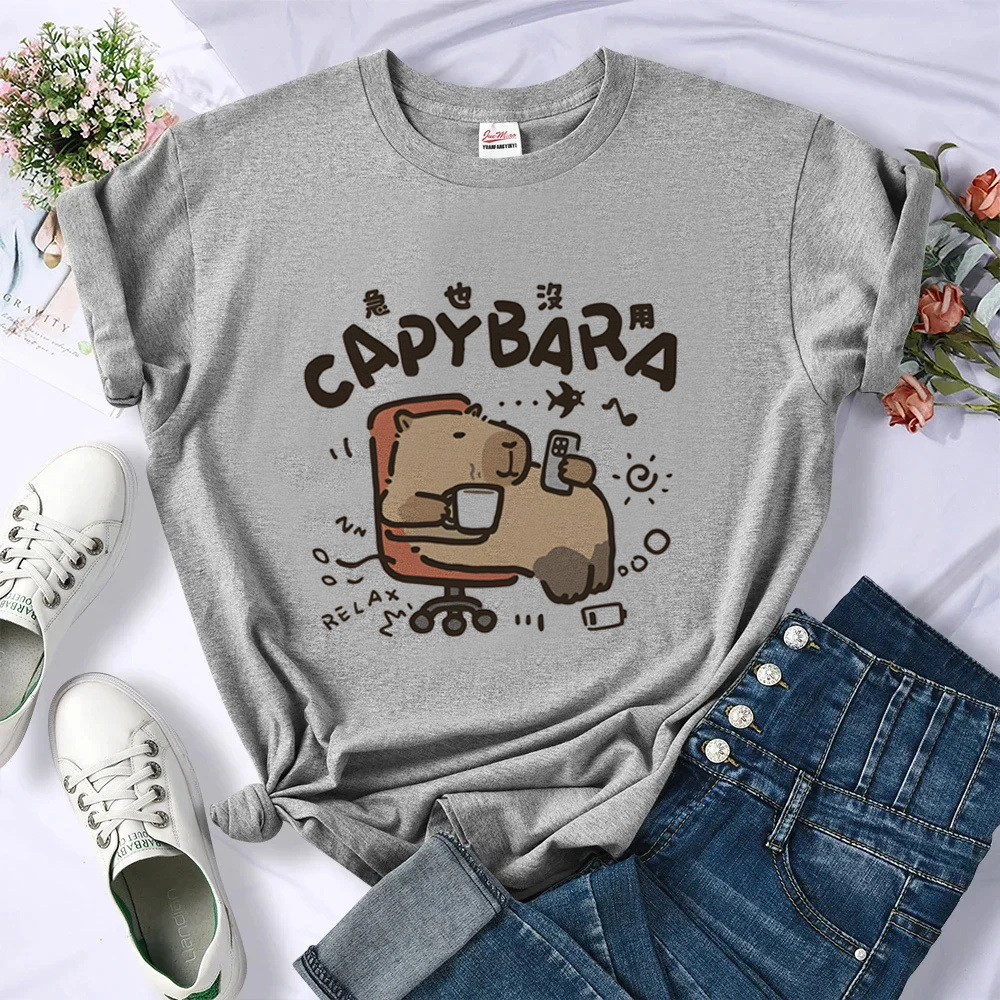 Capybara t shirt female women  - Summer Grunge Clothing review and price