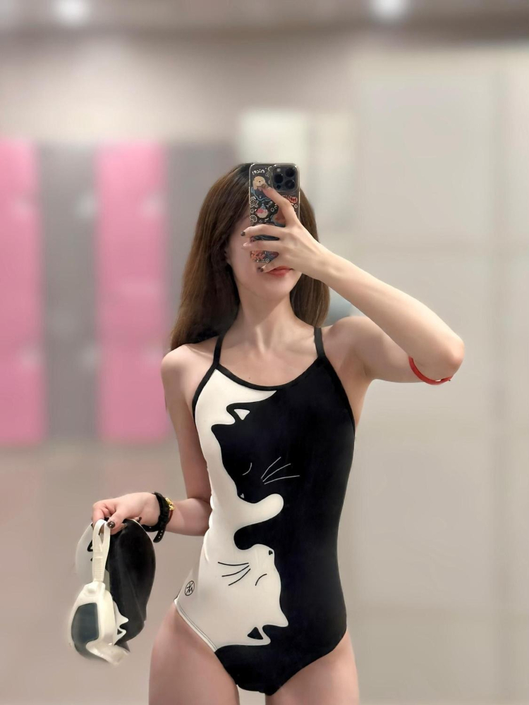 Black White Kitten Print Women - Swimsuit One Piece review and price