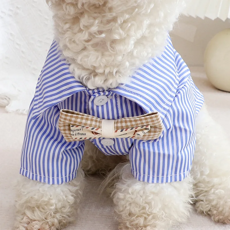 Dog Clothes Bowknot Striped Sh - Summer Dog Clothing review and price