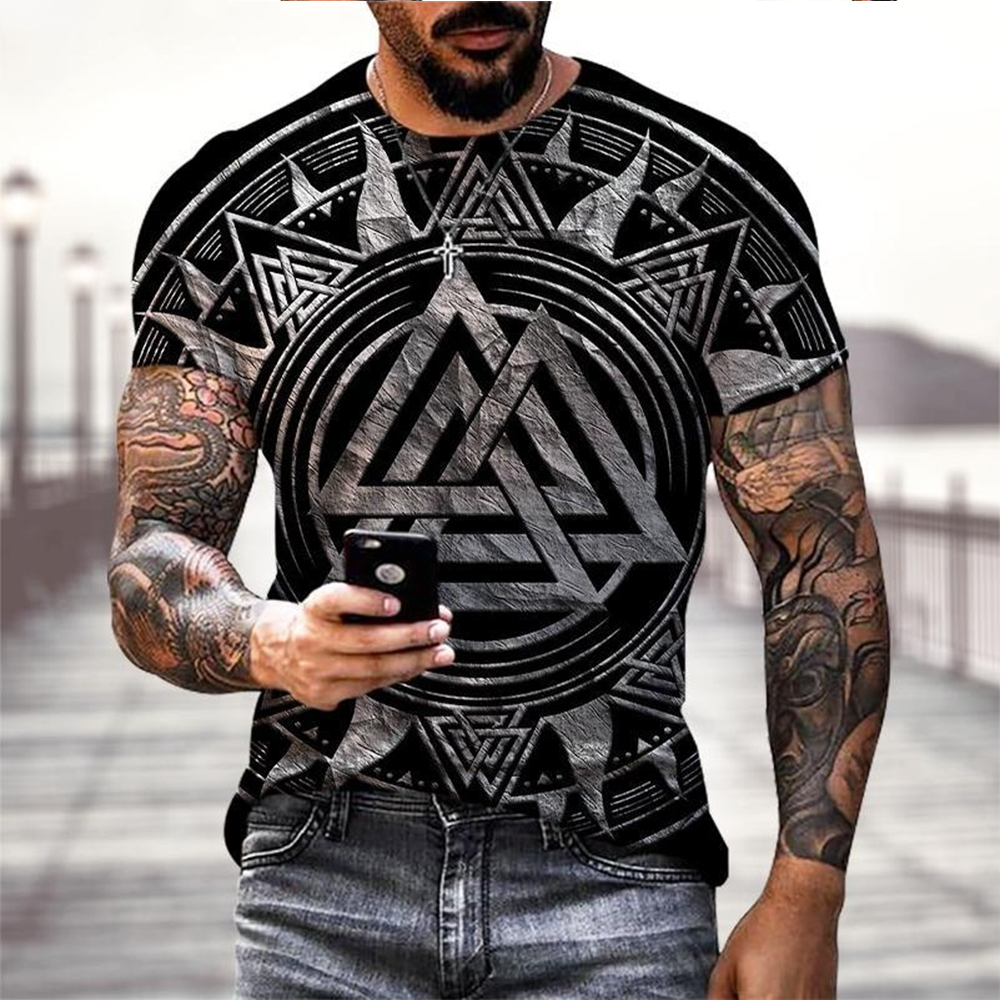 Viking Tattoo 3D Printing T-Sh - Summer Viking Clothing review and price
