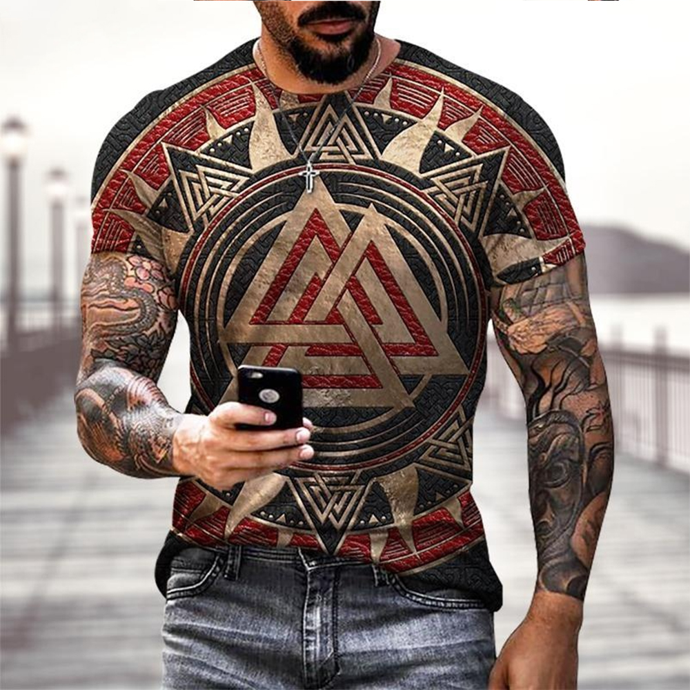 Viking Tattoo 3D Printing T-Sh - Summer Viking Clothing review and price