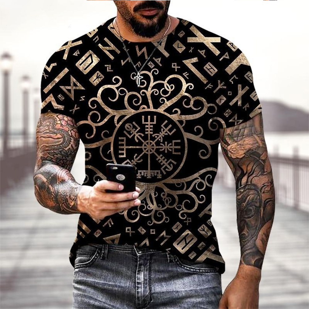Viking Tattoo 3D Printing T-Sh - Summer Viking Clothing review and price