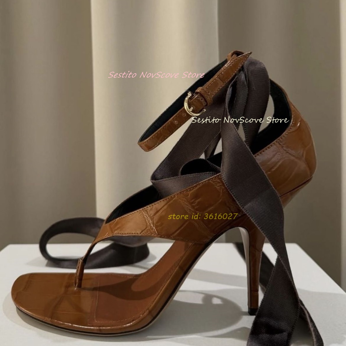 Brown Open Toe Lace Up Sandals - Summer Closet review and price